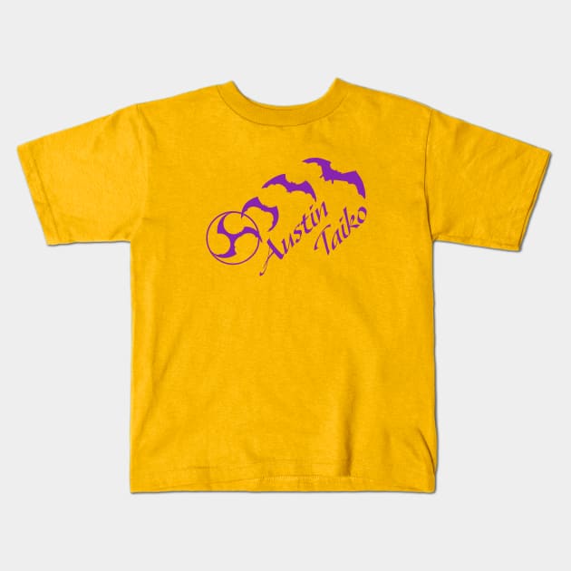 AT Bat Mitsudomoe purple Kids T-Shirt by Austin Taiko